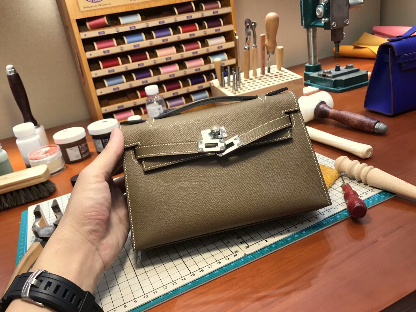 HERMES 爱马仕 迷你凯莉 MiniKelly ck18 大象灰 etoupe 银扣