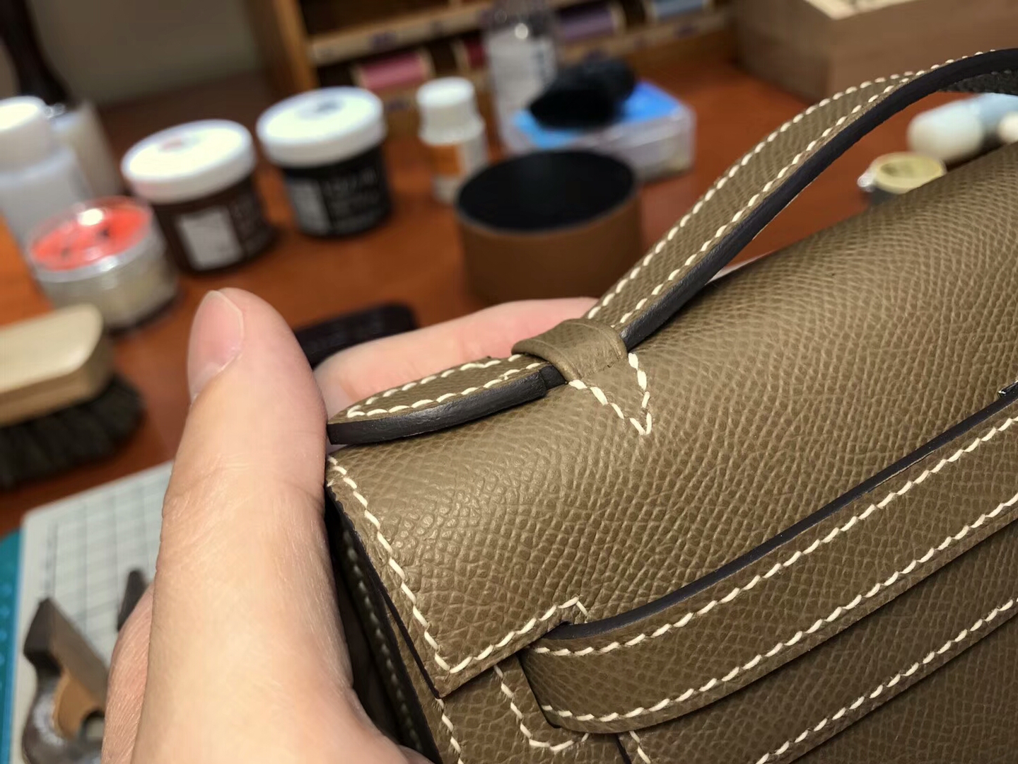 HERMES 爱马仕 迷你凯莉 MiniKelly ck18 大象灰 etoupe 银扣