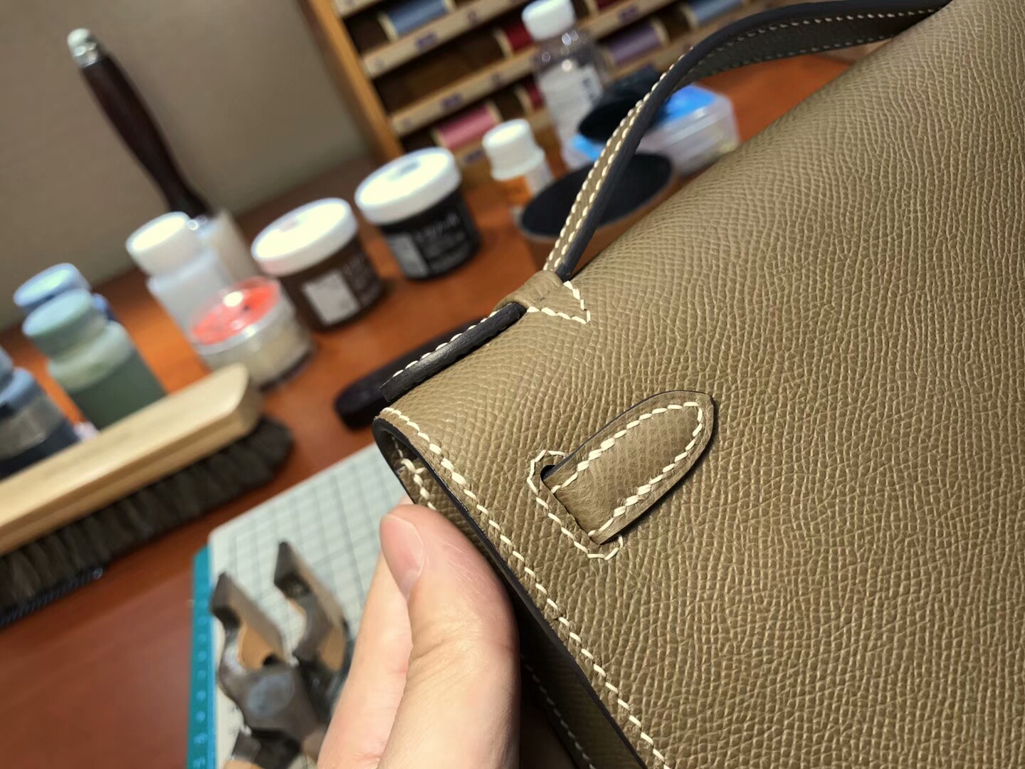 HERMES 爱马仕 迷你凯莉 MiniKelly ck18 大象灰 etoupe 银扣