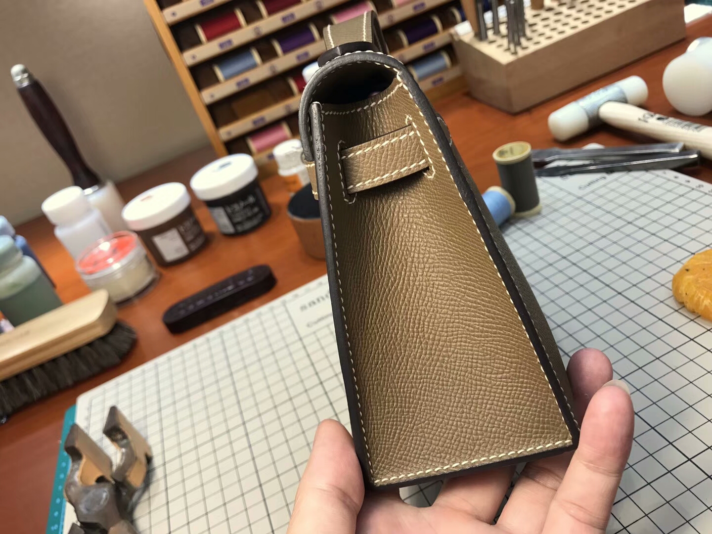 HERMES 爱马仕 迷你凯莉 MiniKelly ck18 大象灰 etoupe 银扣