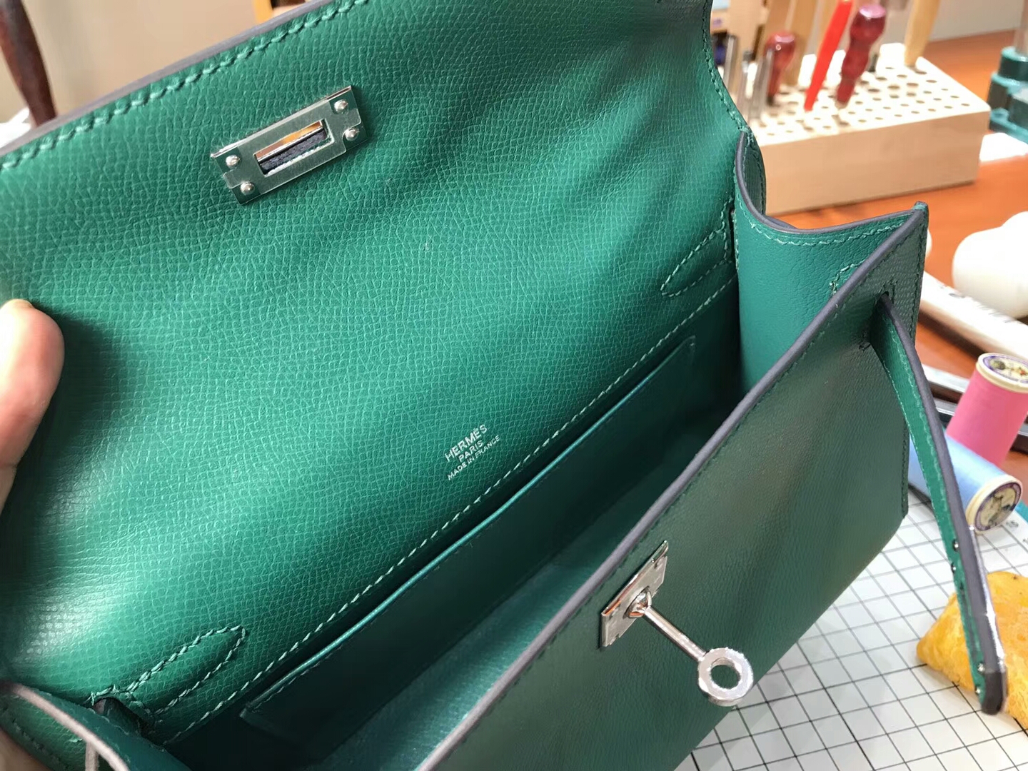 HERMES 爱马仕 迷你凯莉 MiniKelly 1T 油画绿 泰坦绿 新祖绿 vert titien