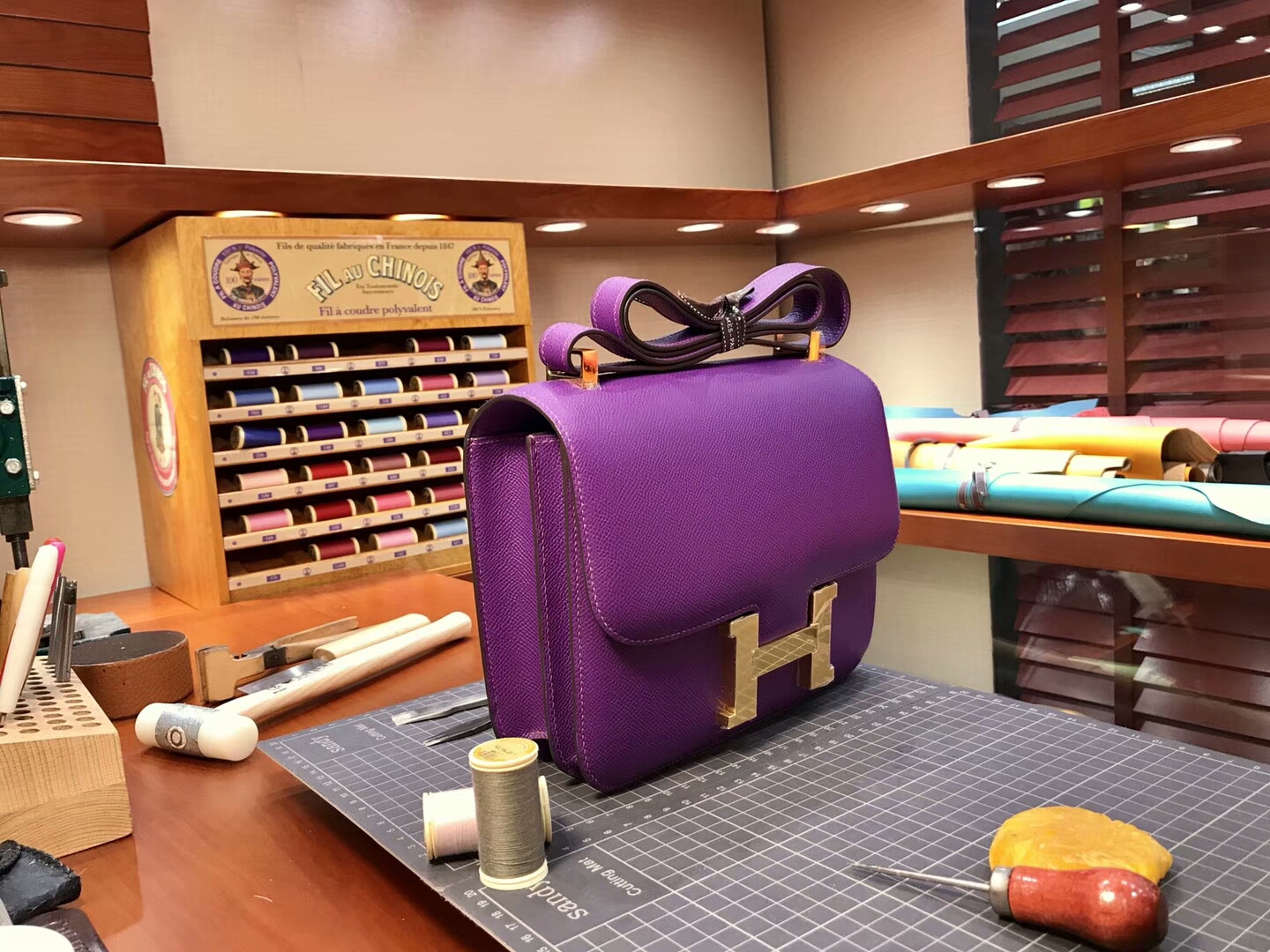 HERMES 爱马仕 空姐包 Constance p9 anemone 海葵紫 配全套专柜原版包装