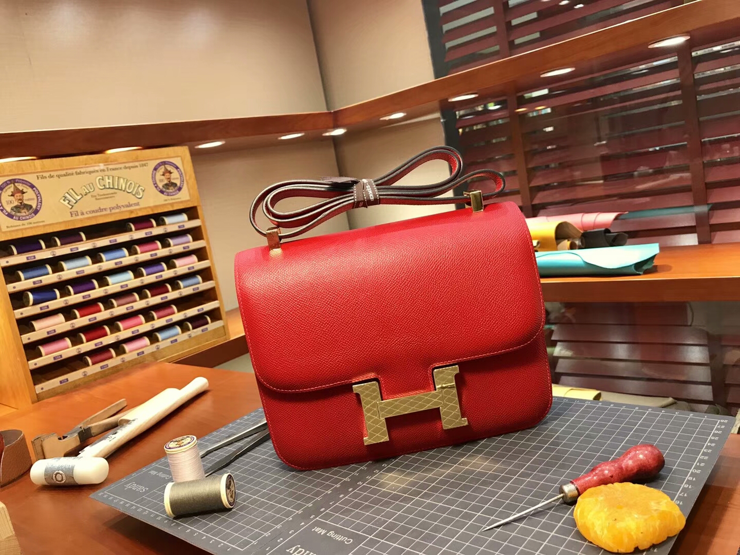 HERMES 爱马仕 空姐包 Constance 法拉利红 braise ck95 配全套专柜原版包装