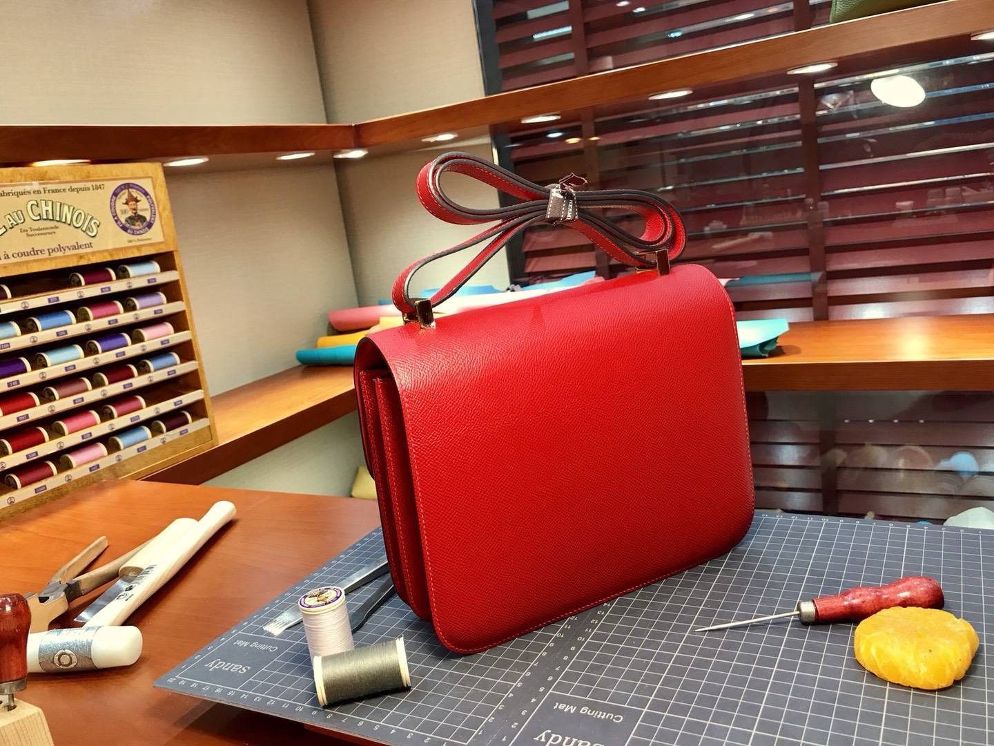HERMES 爱马仕 空姐包 Constance 法拉利红 braise ck95 配全套专柜原版包装