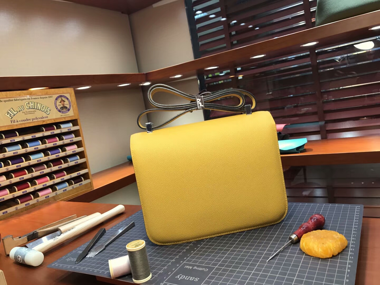 HERMES 爱马仕 空姐包 Constance 9H Soleil 柠檬黄 配全套专柜原版包装