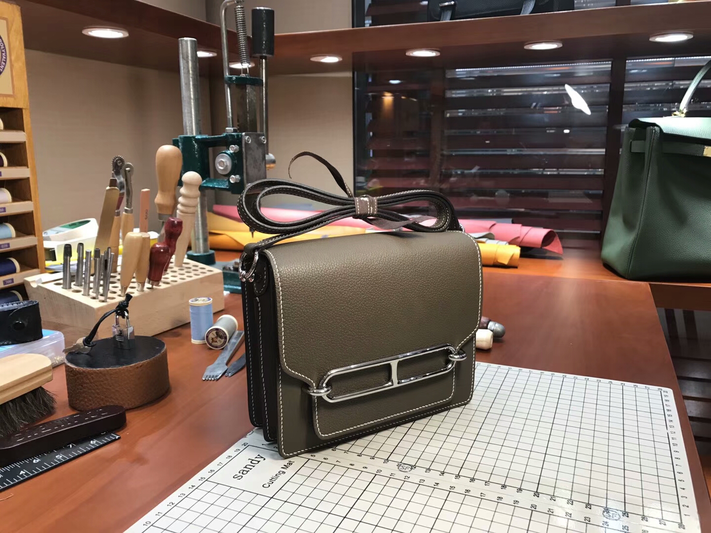 猪鼻子包 Roulis HERMES 爱马仕 大象灰 etoupe ck18 配全套专柜原版包装