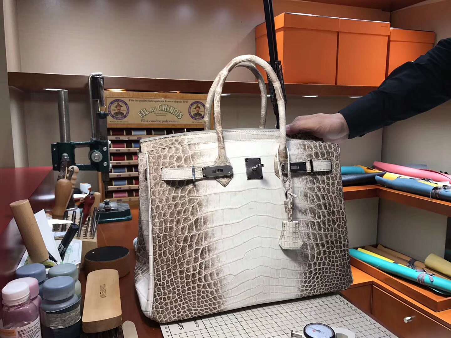 爱马仕 HERMES 铂金包 Birkin 25cm 配全套专柜原版包装 全球发售 鳄鱼喜马拉雅