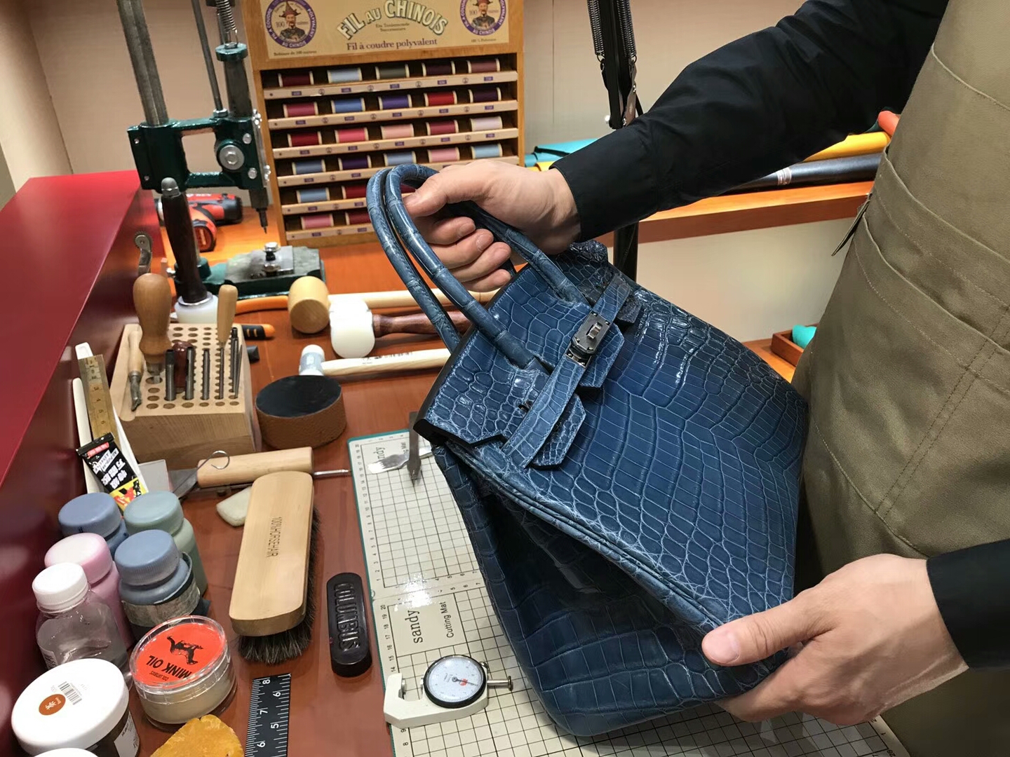 N7 风暴蓝 Blue Tempete 爱马仕 HERMES 铂金包 Birkin 25cm 配全套专柜原版包装 全球发售 鳄鱼