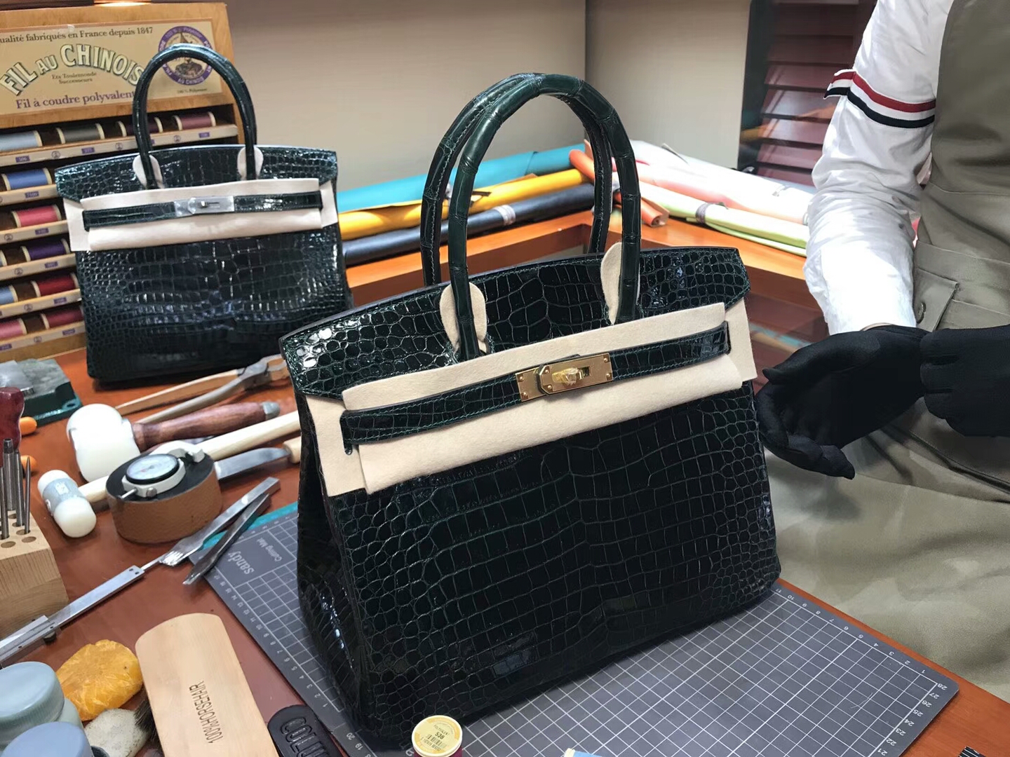 爱马仕 HERMES 铂金包 Birkin 25cm 配全套专柜原版包装 全球发售 鳄鱼 CK67祖母绿