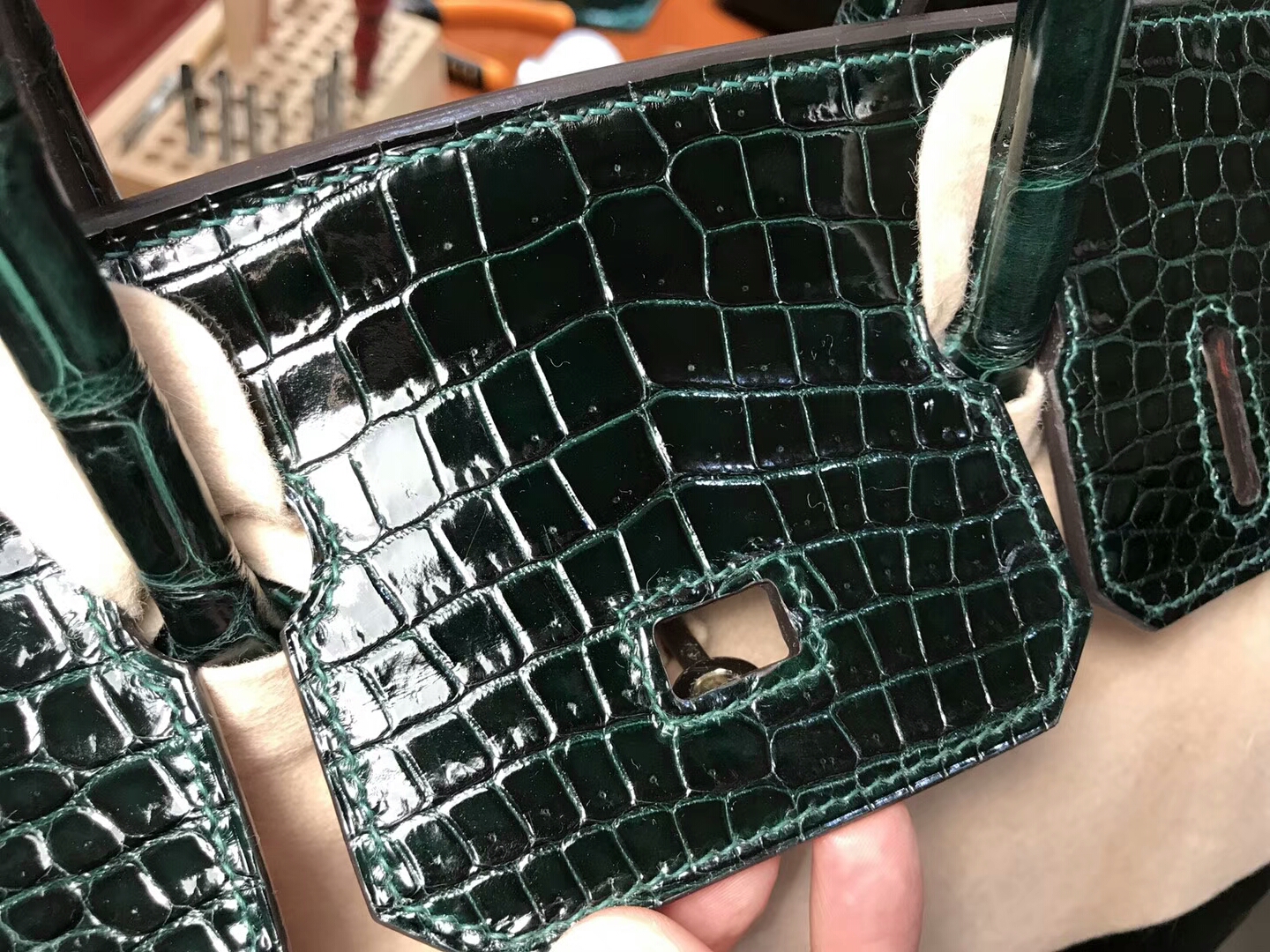 爱马仕 HERMES 铂金包 Birkin 25cm 配全套专柜原版包装 全球发售 鳄鱼 CK67祖母绿