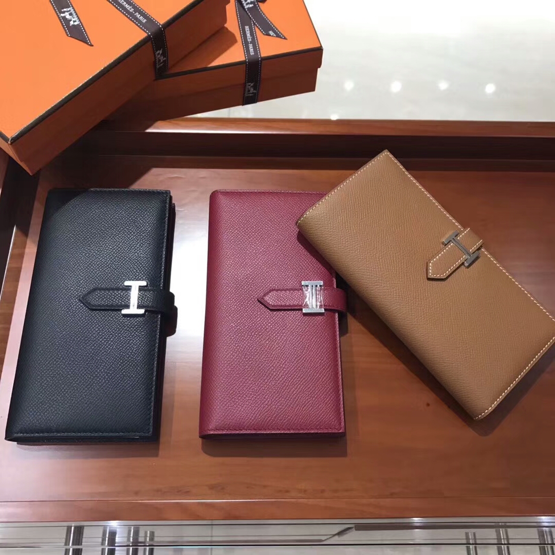 HERMES Bearn 长款H扣钱包 BLACK 黑色/b5 ruby 宝石红/ck37 金棕色 gold