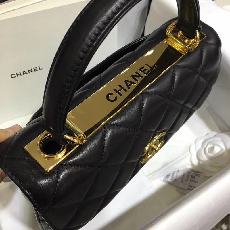 Chanel 香奈儿 Trendy CC 小羊皮 黑色 25cm 金扣 现货