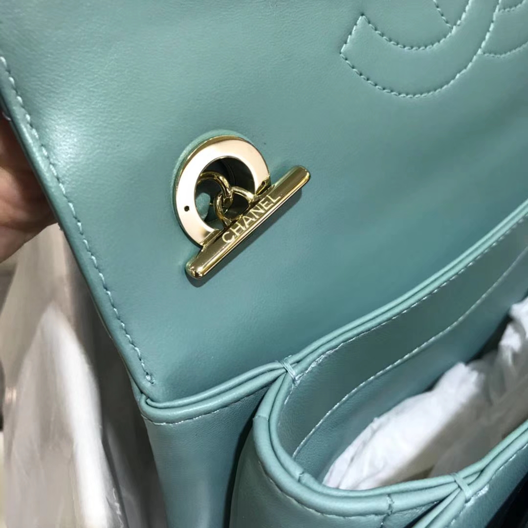 Chanel 香奈儿 Trendy CC 大V 小羊皮 薄荷绿 25cm 香槟金 现货