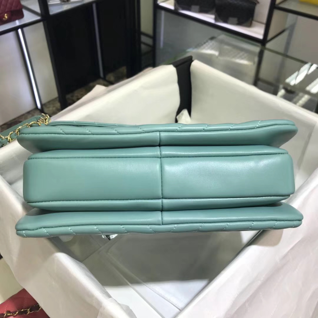 Chanel 香奈儿 Trendy CC 大V 小羊皮 薄荷绿 25cm 香槟金 现货