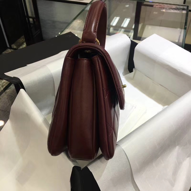 Chanel 香奈儿 Trendy CC 小羊皮 酒红色 25cm 金扣 现货