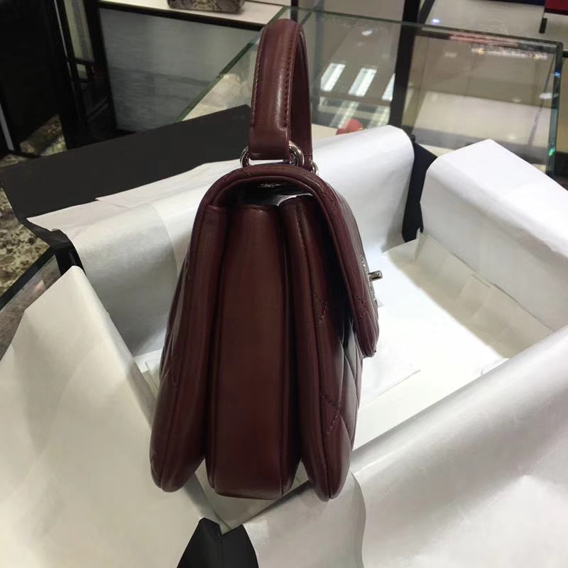 Chanel 香奈儿 Trendy CC 小羊皮 酒红色 25cm 银扣 现货