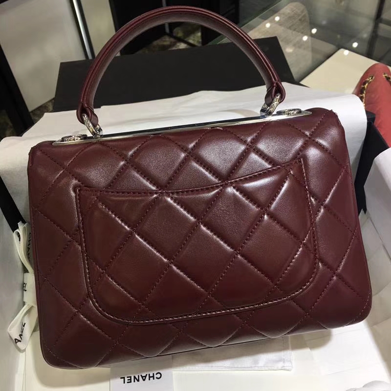 Chanel 香奈儿 Trendy CC 小羊皮 酒红色 25cm 银扣 现货