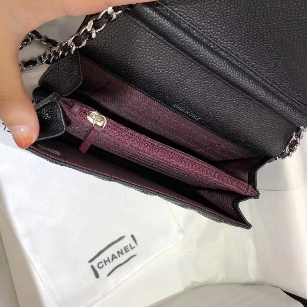 Chanel 香奈儿 WOC Mini 进口鱼子酱 黑色银扣 少量现货