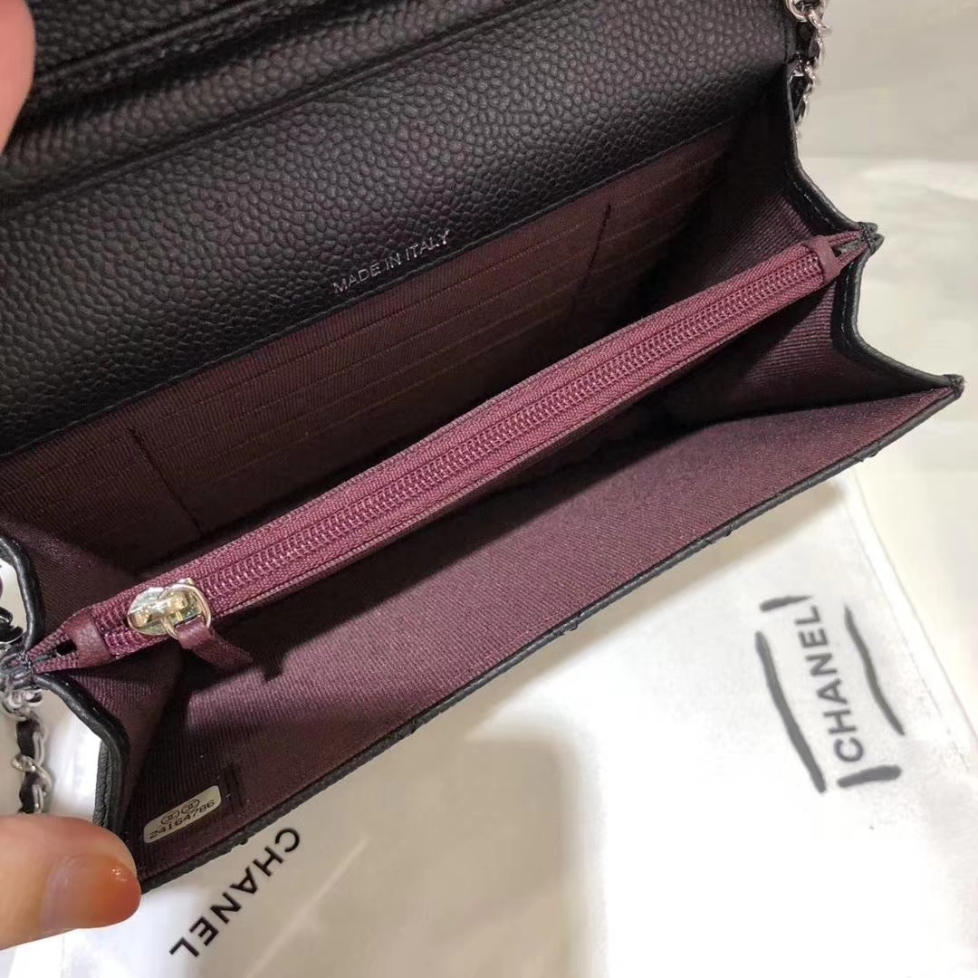 Chanel 香奈儿 WOC Mini 进口鱼子酱 黑色银扣 少量现货