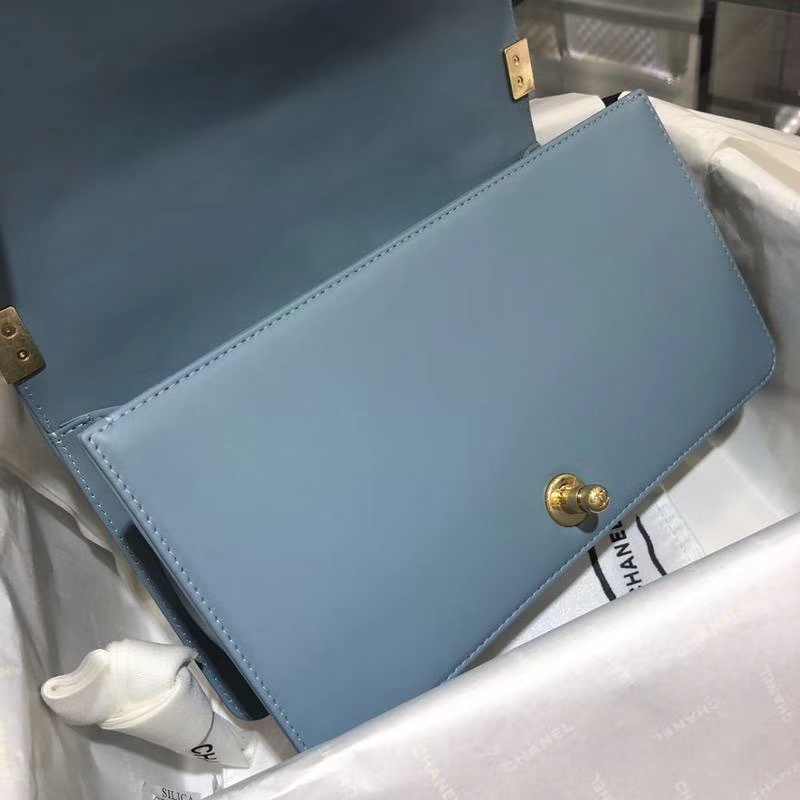 Chanel 香奈儿 Leboy Bag 大Vv款 小羊皮 雾霾蓝 25cm 亚金扣