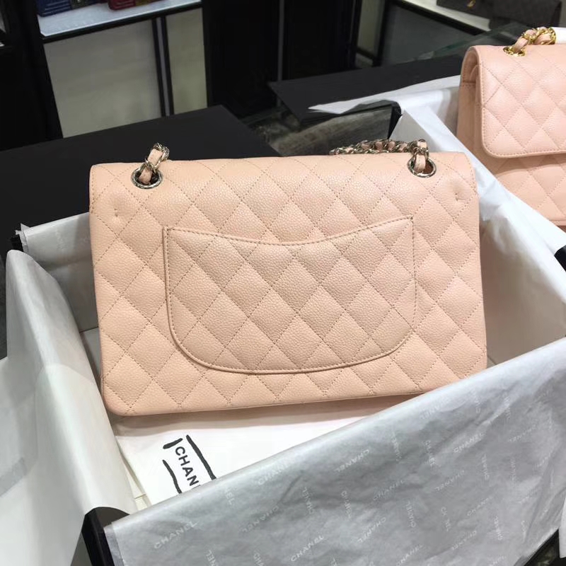 Chanel 香奈儿 CF 经典系列 鱼子酱 少女粉 25cm 银扣 现货
