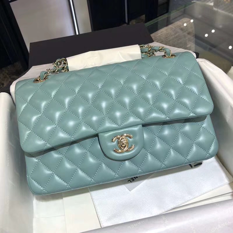 Chanel 香奈儿 CF 经典系列 羊皮 薄荷绿 25cm 香槟金扣