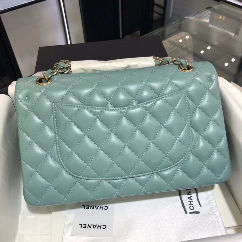 Chanel 香奈儿 CF 经典系列 羊皮 薄荷绿 25cm 香槟金扣