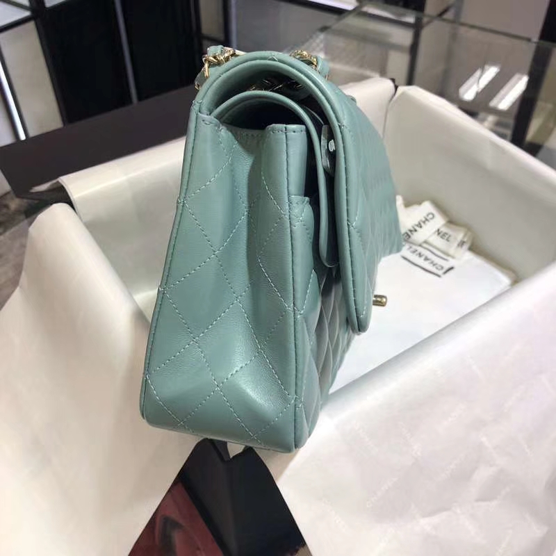 Chanel 香奈儿 CF 经典系列 羊皮 薄荷绿 25cm 香槟金扣