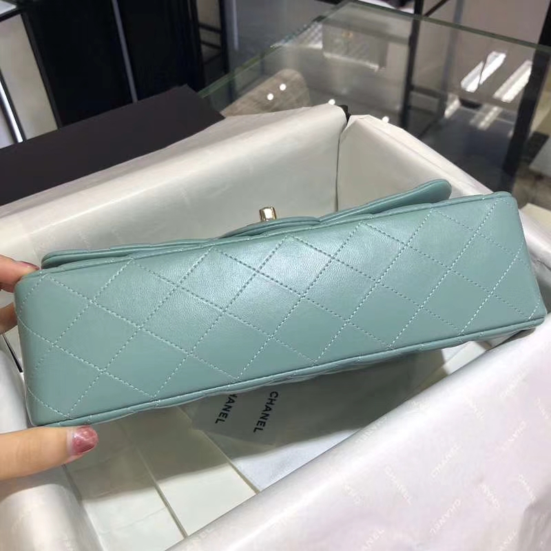 Chanel 香奈儿 CF 经典系列 羊皮 薄荷绿 25cm 香槟金扣