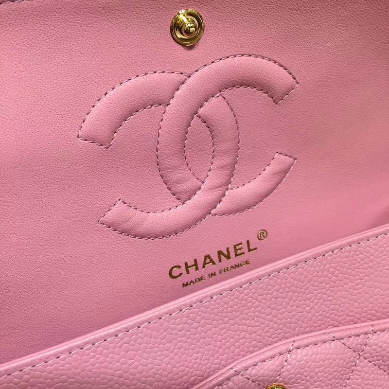 Chanel 香奈儿 CF 经典系列 鱼子酱 桃粉 25cm 金扣