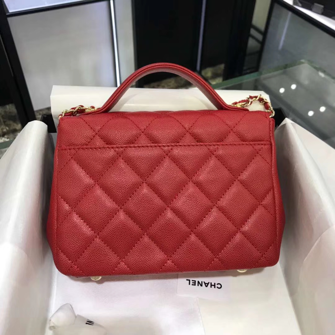 Chanel 香奈儿 邮差包 20cm 原厂皮小鱼子酱 大红色