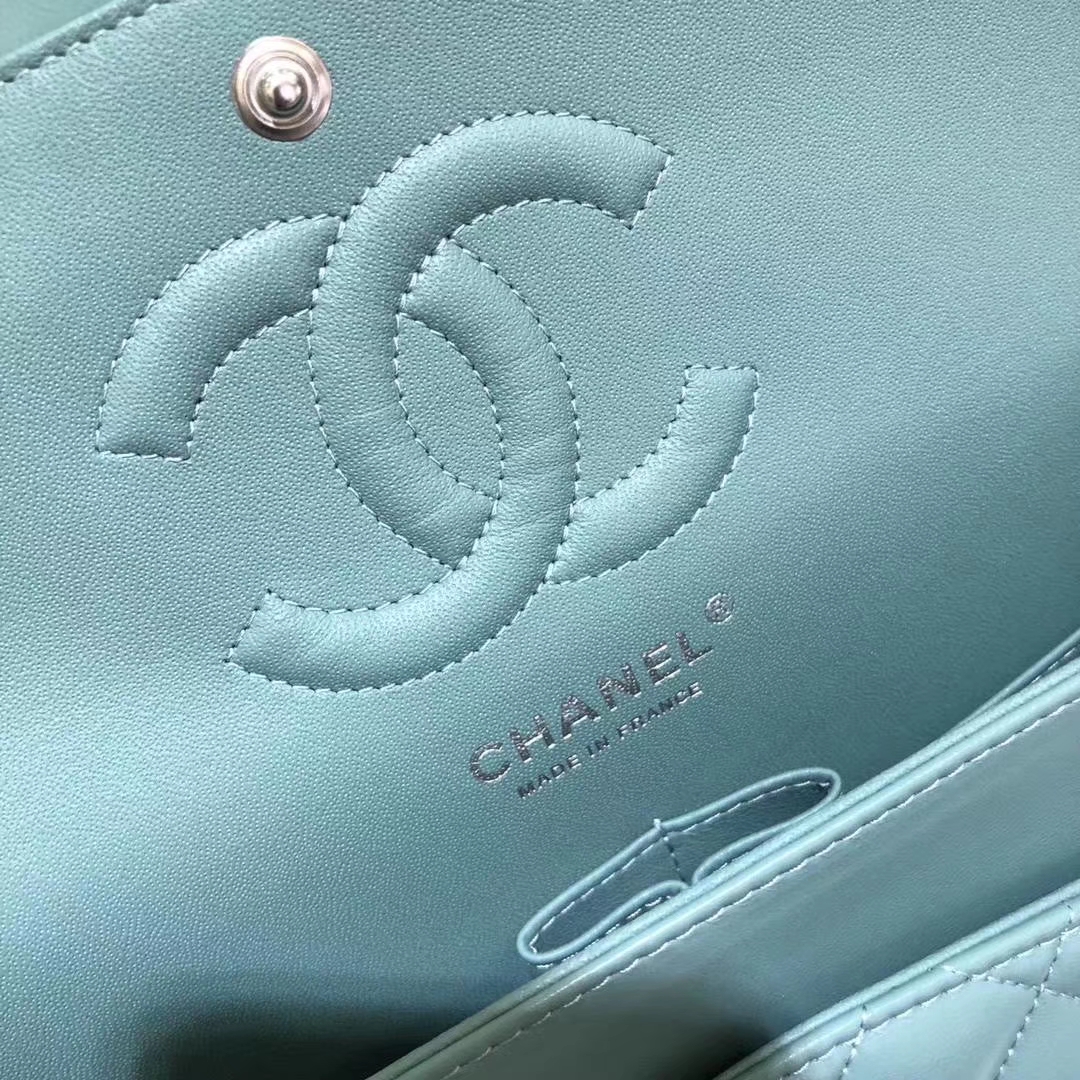Chanel 香奈儿 CF 经典系列 羊皮 薄荷绿 25cm 银扣