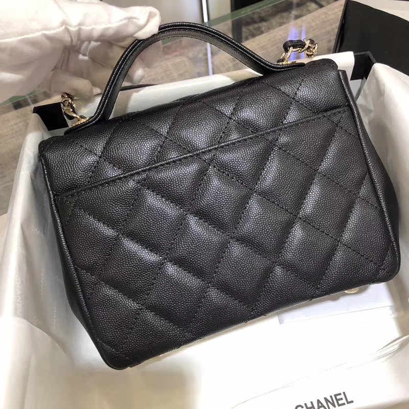 Chanel香奈儿 邮差包 20cm 黑色 进口小鱼子酱 香槟五金 现货