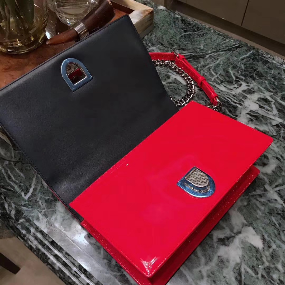 Dior 迪奥 腾格纹 牛皮压花 大红色 25cm