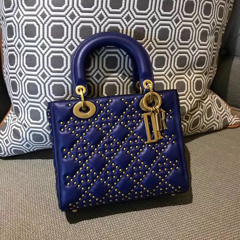 Dior 迪奥 牛皮 柳钉戴妃包 Lady Dior 三格17cm 最高品质