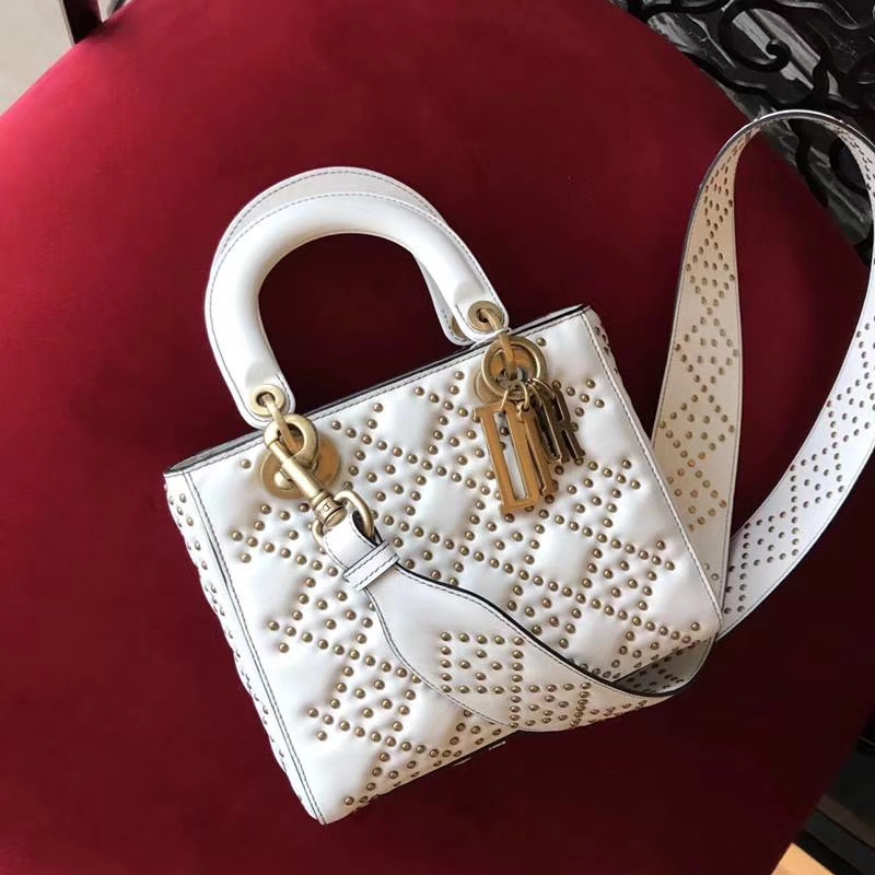 Dior 迪奥 牛皮 柳钉戴妃包 Lady Dior 三格17cm 最高品质
