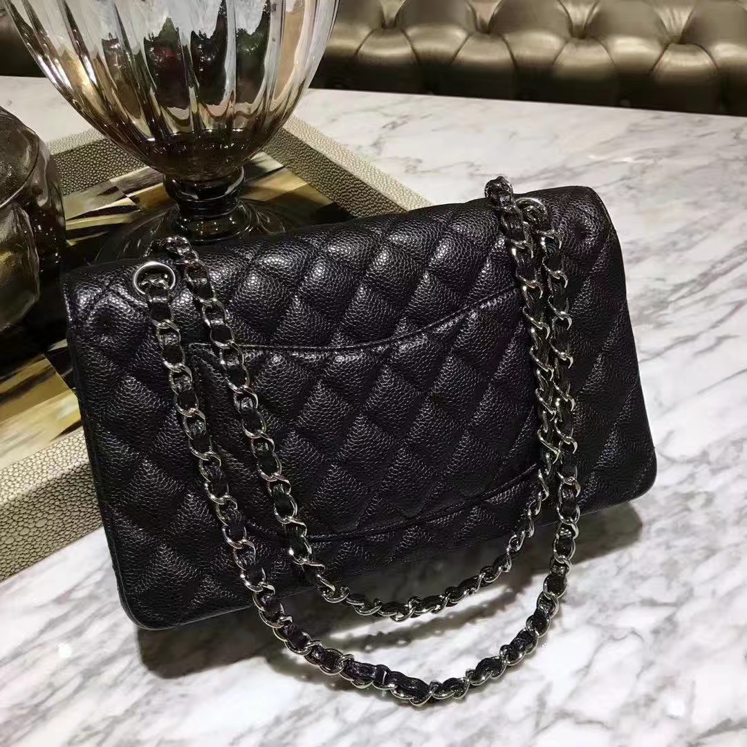 Chanel 香奈儿 Cf系列 25cm 原厂皮鱼子酱 黑色 银色五金