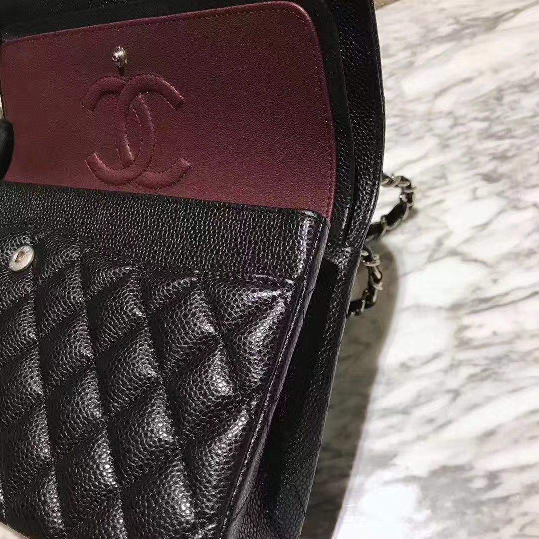 Chanel 香奈儿 Cf系列 25cm 原厂皮鱼子酱 黑色 银色五金