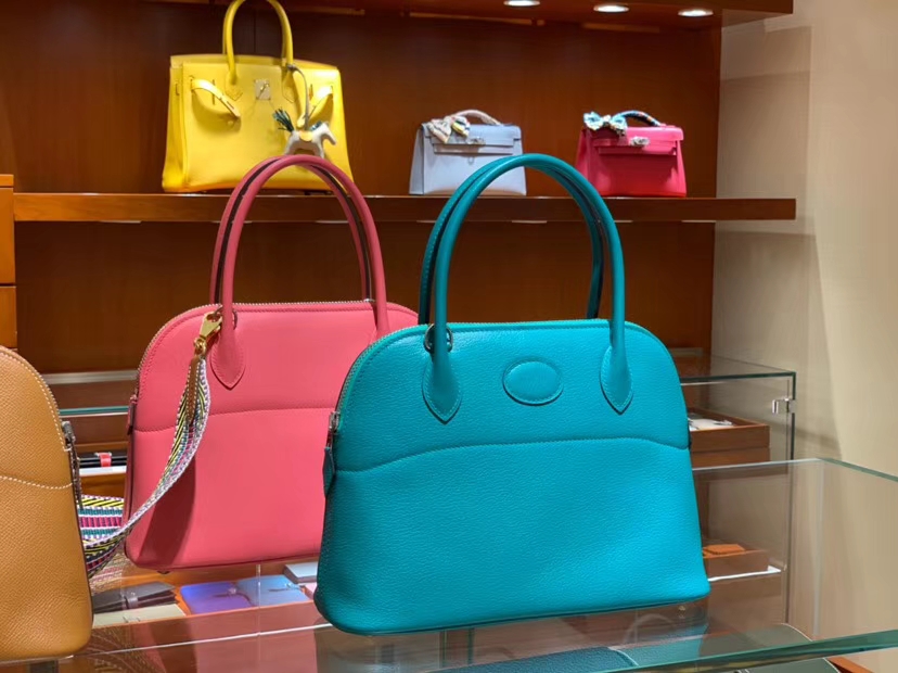 HERMES 爱马仕 专柜同步 进口五金 专业老师傅打造 Bolide Cherve 27cm 保龄球27厘米山羊皮
