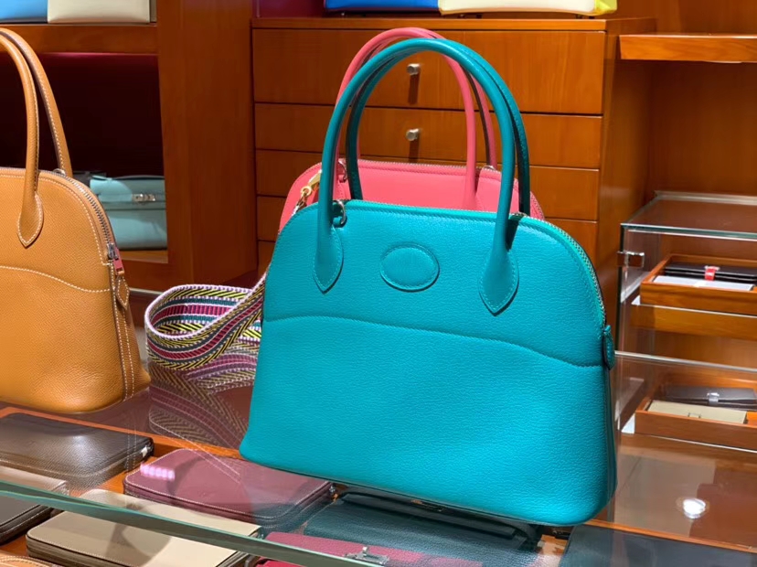 HERMES 爱马仕 专柜同步 进口五金 专业老师傅打造 Bolide Cherve 27cm 保龄球27厘米山羊皮