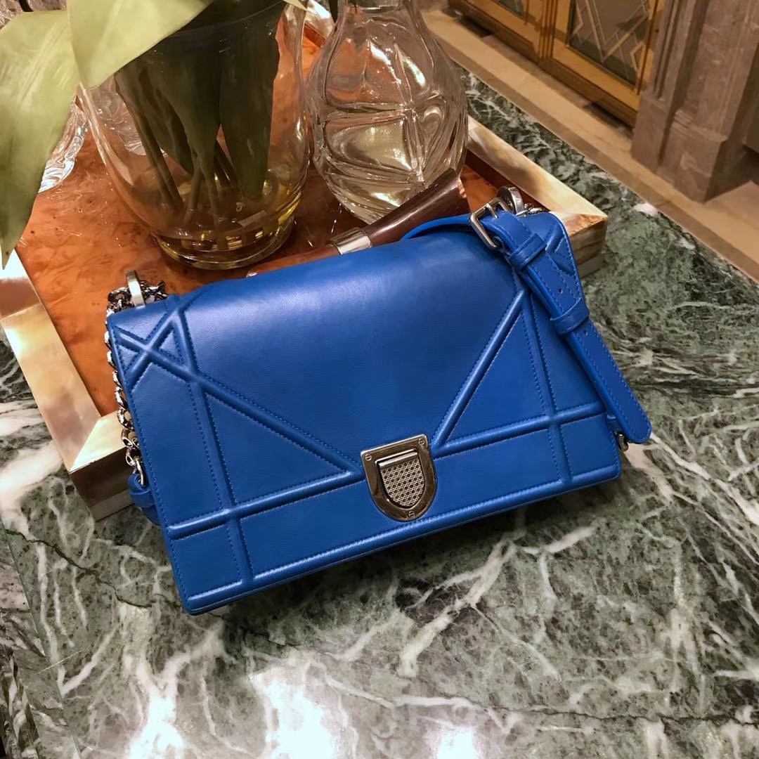 Dior 腾格纹 小羊皮蓝色 25cm 电光蓝