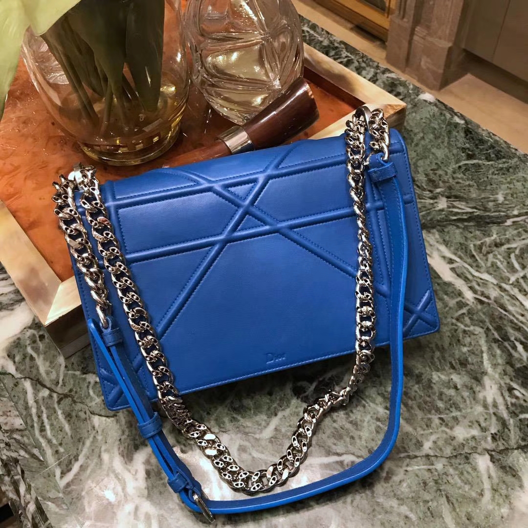 Dior 腾格纹 小羊皮蓝色 25cm 电光蓝