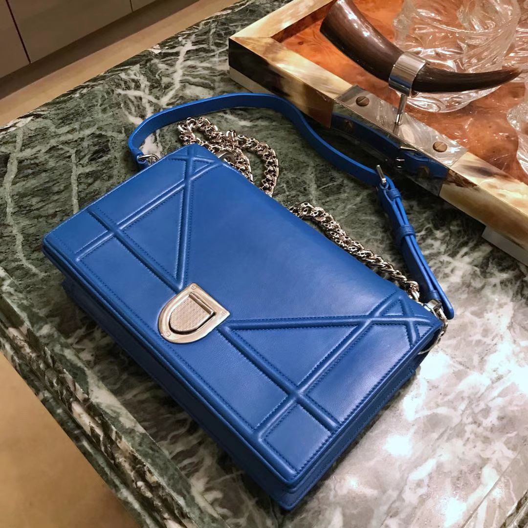 Dior 腾格纹 小羊皮蓝色 25cm 电光蓝