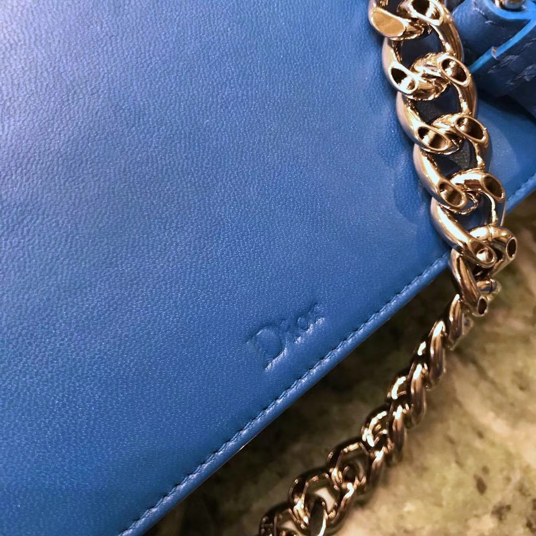 Dior 腾格纹 小羊皮蓝色 25cm 电光蓝