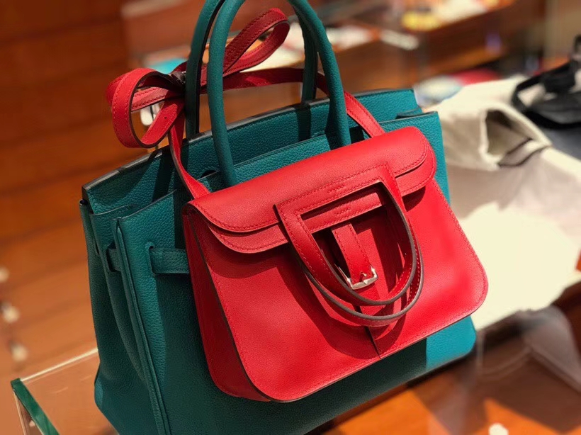 Hermes 爱马仕 Halzan swift 番茄红 银扣 配全套专柜原版包装