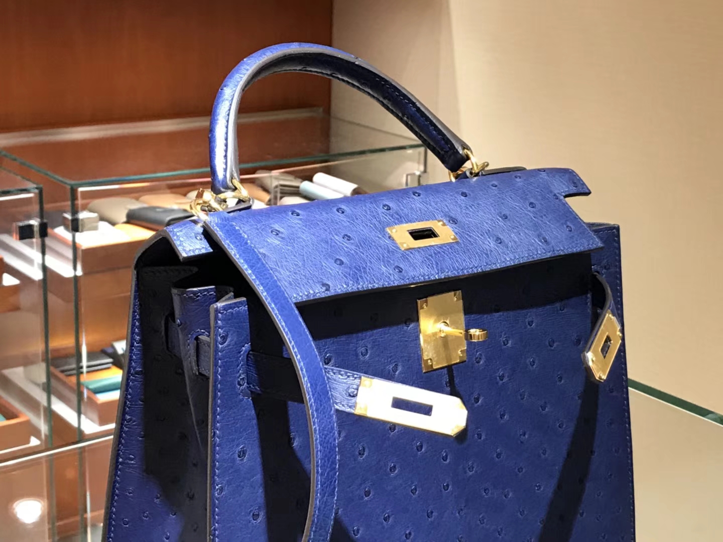 凯莉包 Kelly 25cm 28cm 鸵鸟皮 纯手工 玛尔塔兰 金银扣都可以定制 配全套专柜原版包装