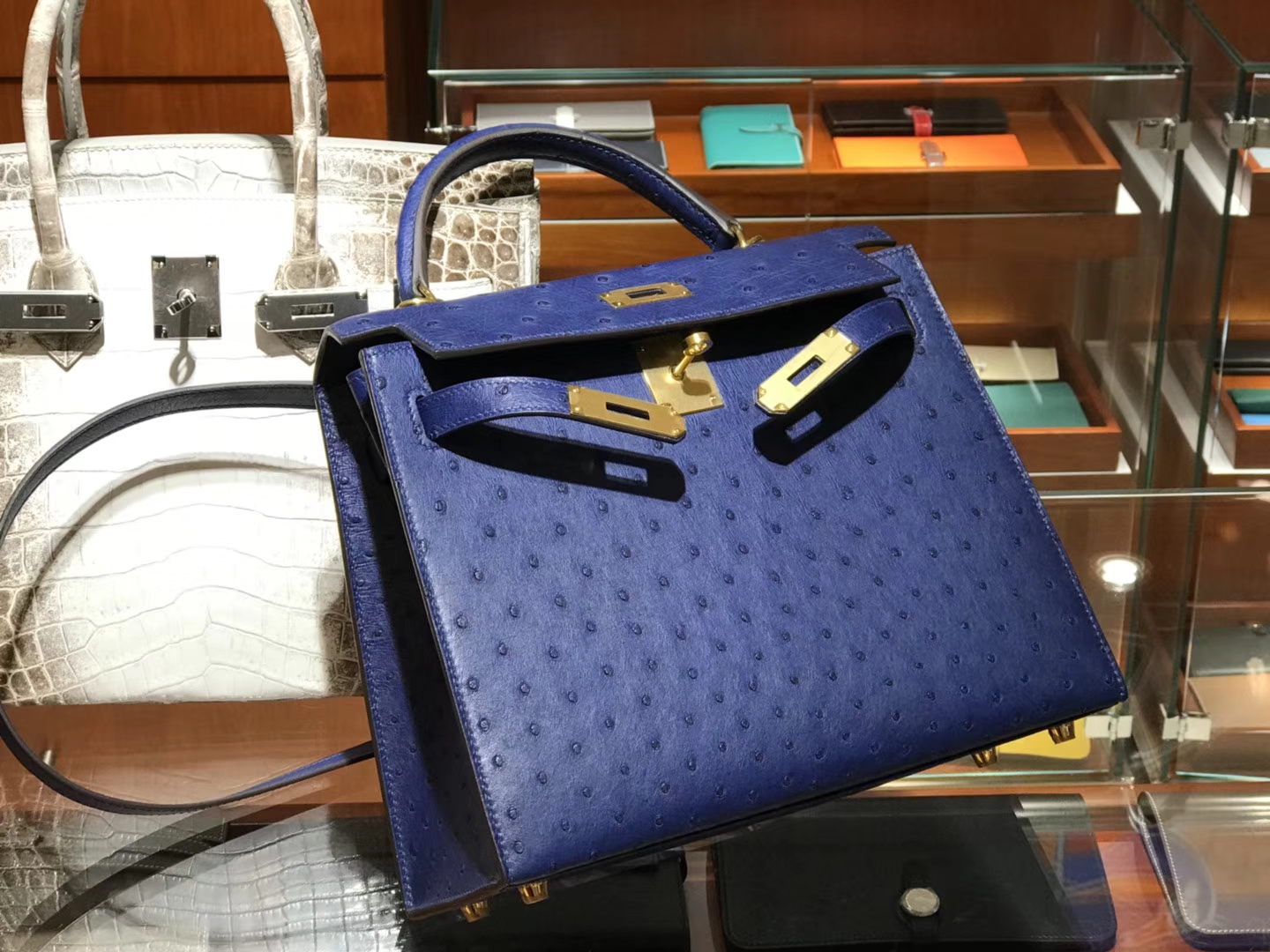 凯莉包 Kelly 25cm 28cm 鸵鸟皮 纯手工 玛尔塔兰 金银扣都可以定制 配全套专柜原版包装