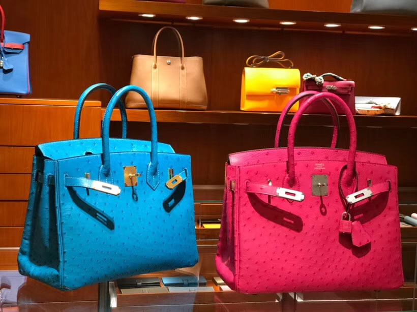 铂金包 Birkin 30cm 鸵鸟皮 桃红 E5 金银扣都可以定制 配全套专柜原版包装