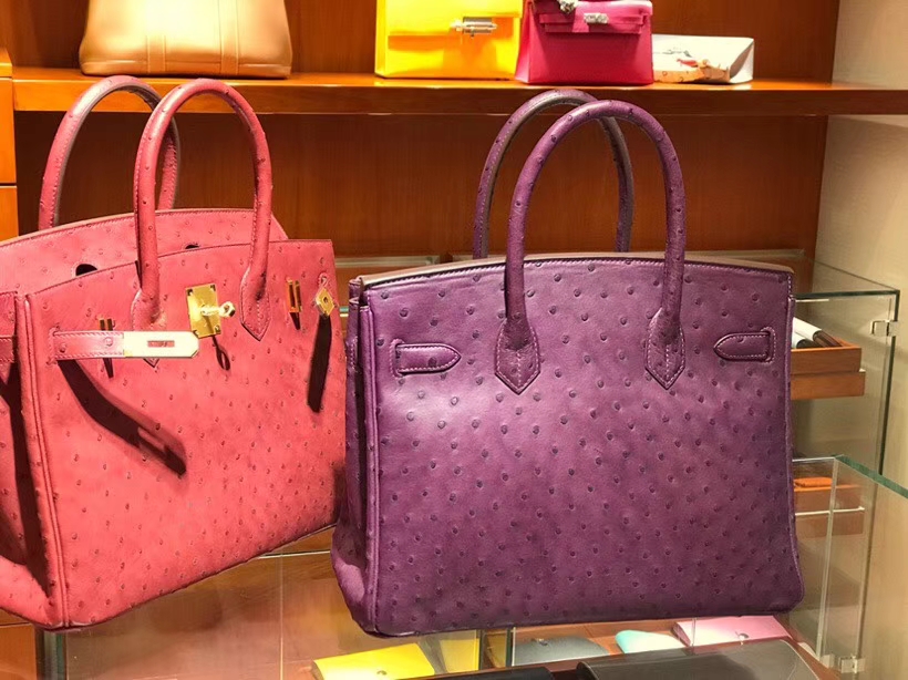 铂金包 Birkin 30cm 鸵鸟皮 海葵紫 P9 Anemone 金银扣都可以定制 配全套专柜原版包装