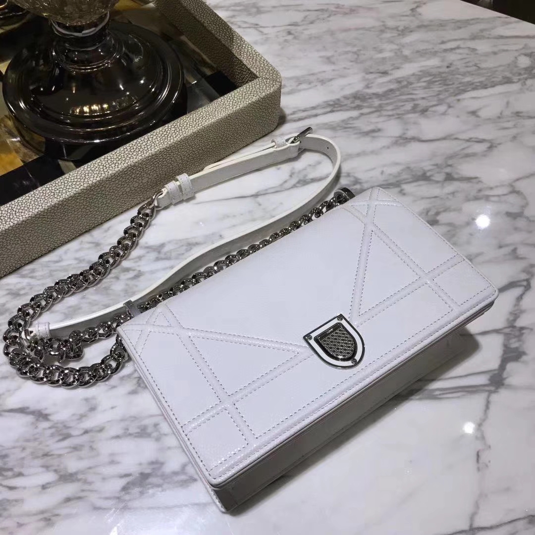 广州品牌包包定制 Dior腾格纹 白色 球纹 25cm/21cm